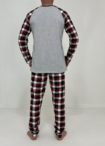 Пижама мужская Nico кофта + штаны в клетку 58-60 Серая 51186698-3 Triko (276777650)