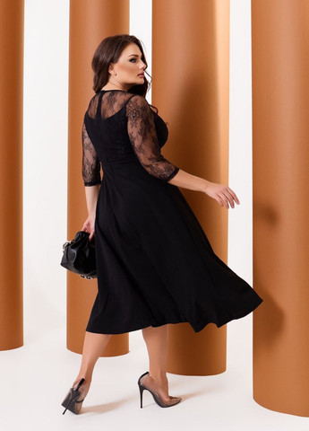 Черное стильное женское платье а-силуэта черный р.60/62 448395 New Trend