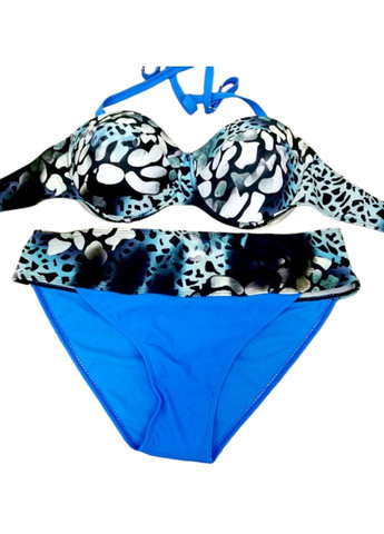 Синий летний купальник женский большой размер раздельный бандо No Brand 6647