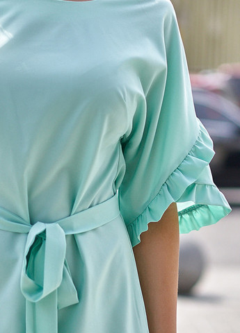 Бирюзовое повседневный летнее платье из софта Jadone Fashion однотонное