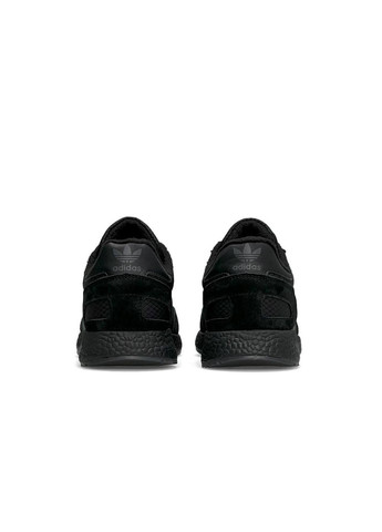 Черные демисезонные кроссовки женские, вьетнам adidas Originals Iniki Fleece Termo All Black Grey Stripes