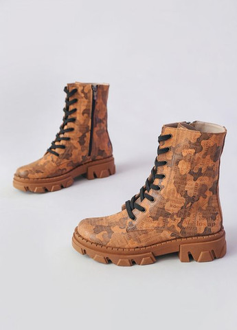 Жіночі коричневі черевики з камуфляжним та текстовим принтом Villomi (266700996)