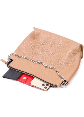 Лаконичная вместительная сумка для женщин из натуральной кожи 11696 Бежевая Grande Pelle (267507141)