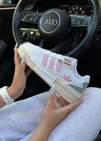 Білі осінні кросівки жіночі,вьетнам adidas Originals Forum 84 Low White Pink Grey