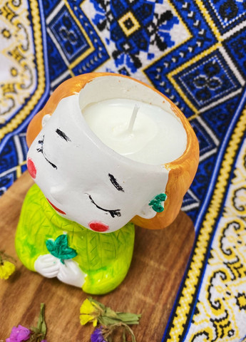 Свеча соевая в кашпо серия "Украиночка" - Катруся No Brand (257825383)