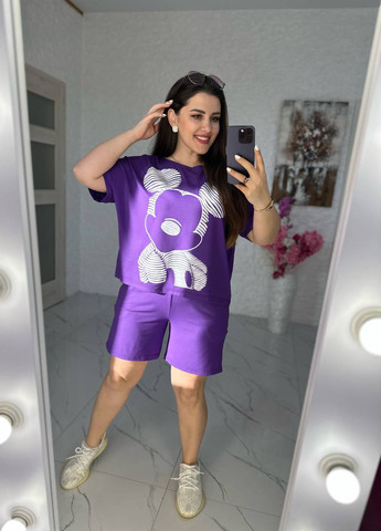 Женский костюм шорты и футболка цвет фиолет р.42/44 436386 New Trend (259579325)