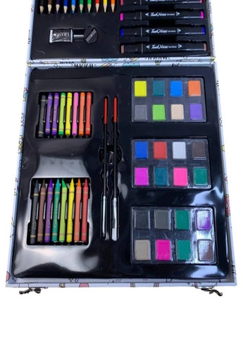 Набор для творчества рисования детский со скетч-маркерами краски фломастеры 64 предметов в чемодане No Brand (268998131)