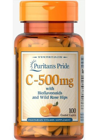 Puritan's Pride Vitamin C-500 mg with Bioflavonoids & Rose Hips 100 Caplets Puritans Pride (256725766)