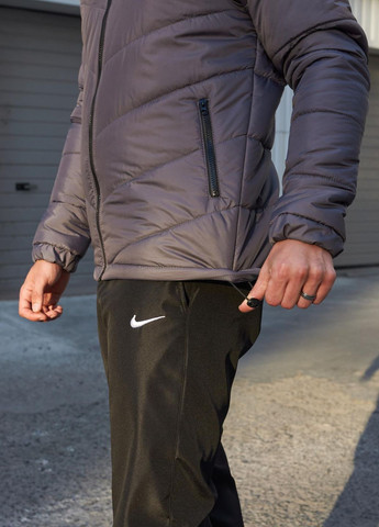 Серый демисезонный комплект из куртки, штанов и барсетки No Brand