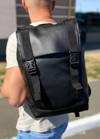 Черный городской рюкзак экокожа много отделений Aviabag No Brand (262890229)