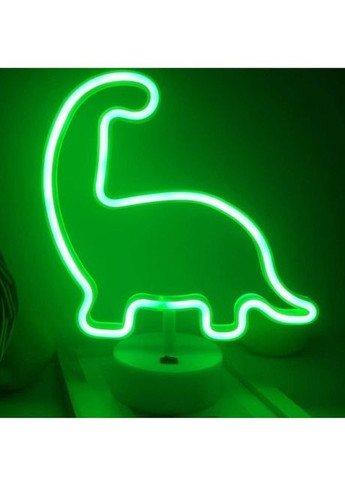 Неоновый ночник - светильник Динозавр Neon Decoration Lamp (28x27x10 см, USB, 3хАА, 5 В, лампа) - Зеленый China (272155986)