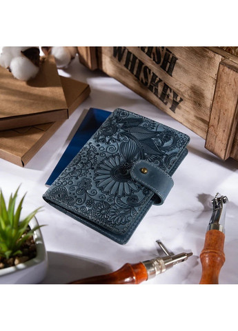 Обкладинка для паспорта зі шкіри «Mehendi Art» PB-03S / 1 Shabby Alga Темно-зелений Hi Art (268371173)