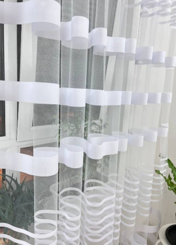Готовый тюль, ширина 300 см, высота 260 см, рисунок полосками белый No Brand (259296780)