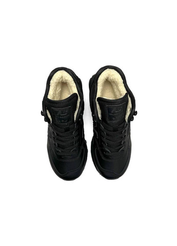 Чорні зимовий кросівки жіночі, вьетнам New Balance 574 High All Black Leather Fur