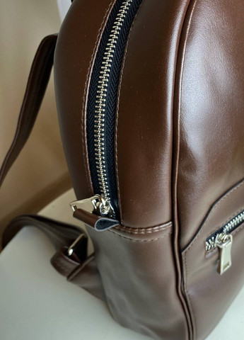 Маленький женский рюкзак коричневый гладкая экокожа стильный прочный SG (258459135)