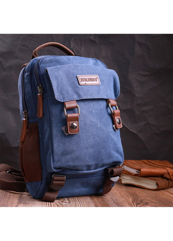 Легкий текстильный рюкзак с уплотненной спинкой и отделением для планшета 22169 Синий Vintage (267925354)