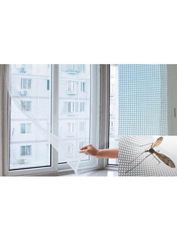 Антимоскітна сітка на вікно з самоклейною кріпильною стрічкою від комах пилу піску 150х180 см (474794-Prob) Біла Unbranded (259812609)