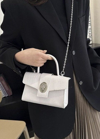 Женская классическая сумка 305 кросс-боди рептилия через плечо белая No Brand (276254379)