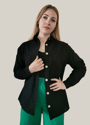 Черная кэжуал рубашка Luvete с длинным рукавом