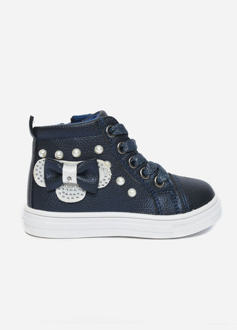 Темно-синие кэжуал осенние ботинки детские демисезонные для девочки темно-синего цвета Let's Shop
