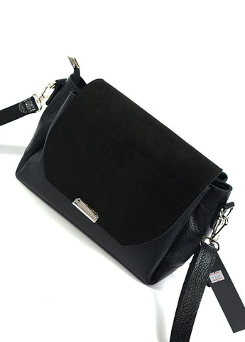 Черная женская маленькая сумка клатч из натуральной кожи и замши, замшевая кожаная мини сумочка Serebro (266423758)
