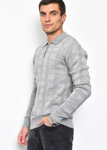 Серый демисезонный свитер мужской серого цвета акриловый пуловер Let's Shop
