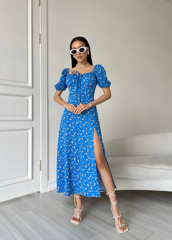 Синя жіноча літня сукня міді колір синій 437179 New Trend