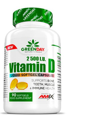 GreenDay Vitamin D3 2500 IU 90 Softgels Amix Nutrition (257342707)
