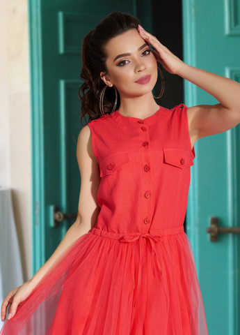 Красное сукнi норма льняна сукня з подвійною спідничкою (ут000055715) Lemanta