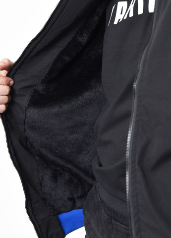 Черная демисезонная куртка мужская демисезонная на меху черно-синего цвета Let's Shop