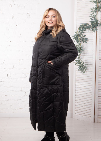 Черная демисезонная женская демисезонная куртка большого размера стежка битое стекло SK