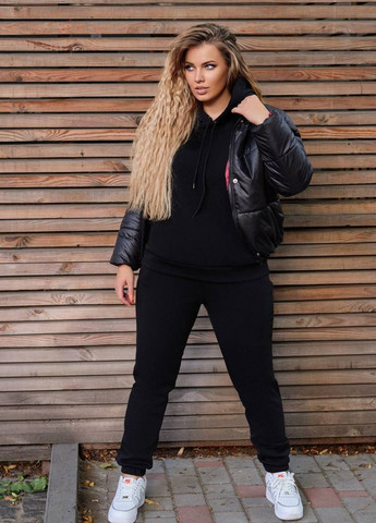 Женский спортивный костюм на флисе с курткой черного цвета р.42/44 439219 New Trend (276709167)