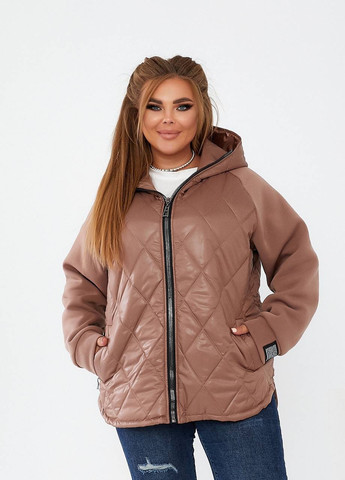 Бежевая женская демисезонная куртка цвета моко р.48/50 376062 New Trend