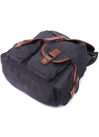 Текстильний рюкзак що закривається клапаном на магніт 22151 Чорний Vintage (267948741)