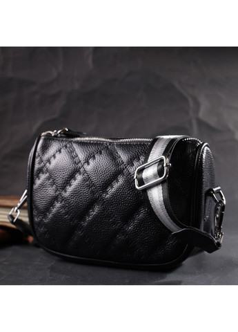 Кожаная женская сумка полукруглого формата на плечо 22394 Черная Vintage (276457602)