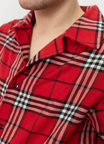 Піжама чоловіча домашня фланелева сорочка зі штанами Червоно-біла клітинка Maybel (274059876)