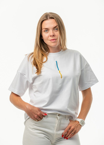 Біла унісекс футболка з вишивкою "кольори свободи" з коротким рукавом VINCA