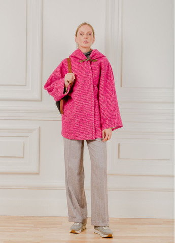 Розовое демисезонное Шерстяное укороченное пальто с капюшоном Симиона Dolcedonna