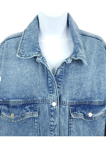Синяя демисезонная женская джинсовая куртка оверсайз н&м (56039) s синяя H&M