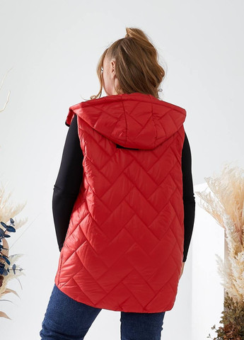 Женская жилетка с капюшоном цвет красный р.48/50 442331 New Trend (265405098)