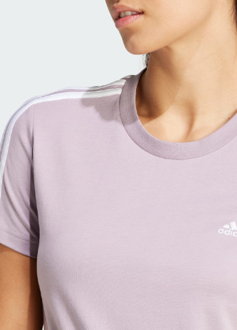 Фиолетовая всесезон футболка essentials slim 3-stripes adidas
