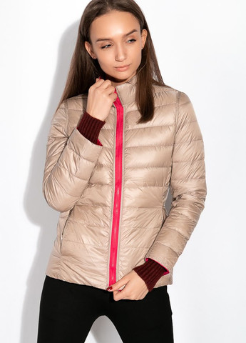 Прозора демісезонна куртка жіноча,двостороння (малина-біж) Time of Style