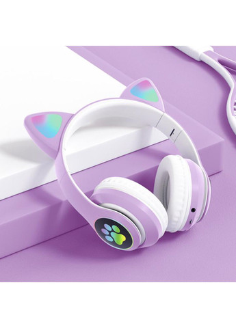Наушники с кошачьими ушками Bluetooth Фиолетовые No Brand stn-28 (260495658)
