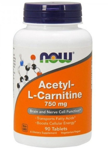 Acetyl-L-Carnitine 750 mg 90 Tabs Now Foods (256721704)