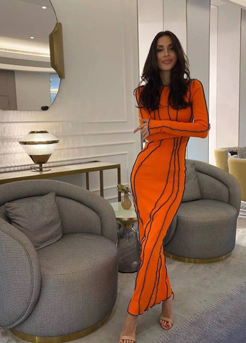 Помаранчева женское приталенное платье миди цвет оранж р.42/44 448187 New Trend