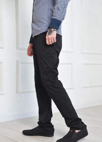 Черные демисезонные прямые штаны мужские черного цвета Let's Shop