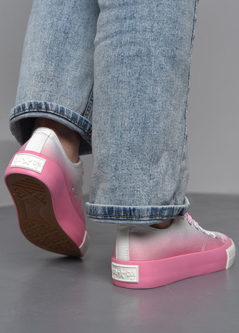 Рожеві кеди жіночі рожевого кольору на шнурівці текстиль Let's Shop