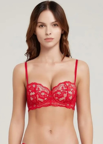 Червоний демісезонний мереживний жіночий комплект білизни delicate No Brand