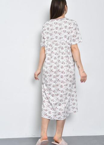 Ночная рубашка женская полубатальная белого цвета с цветочным принтом Let's Shop (271958456)