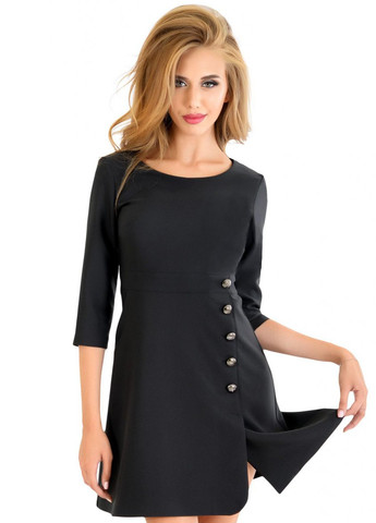 Чорна сукнi норма сукня з ґудзиками (ут000040008) Lemanta